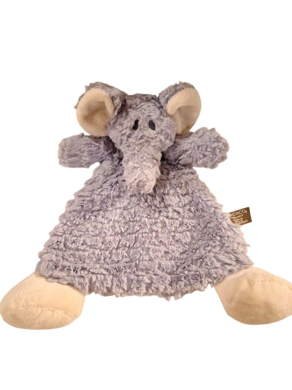 Demdaco Gray Elephant Lovey Plush Security Blanket Rattle Baby Soft Polyester